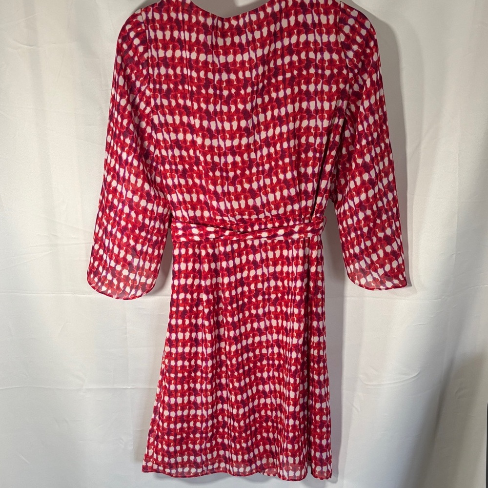 Maggy London Red and White Wrap Dress SZ 8 - Picture 7 of 7